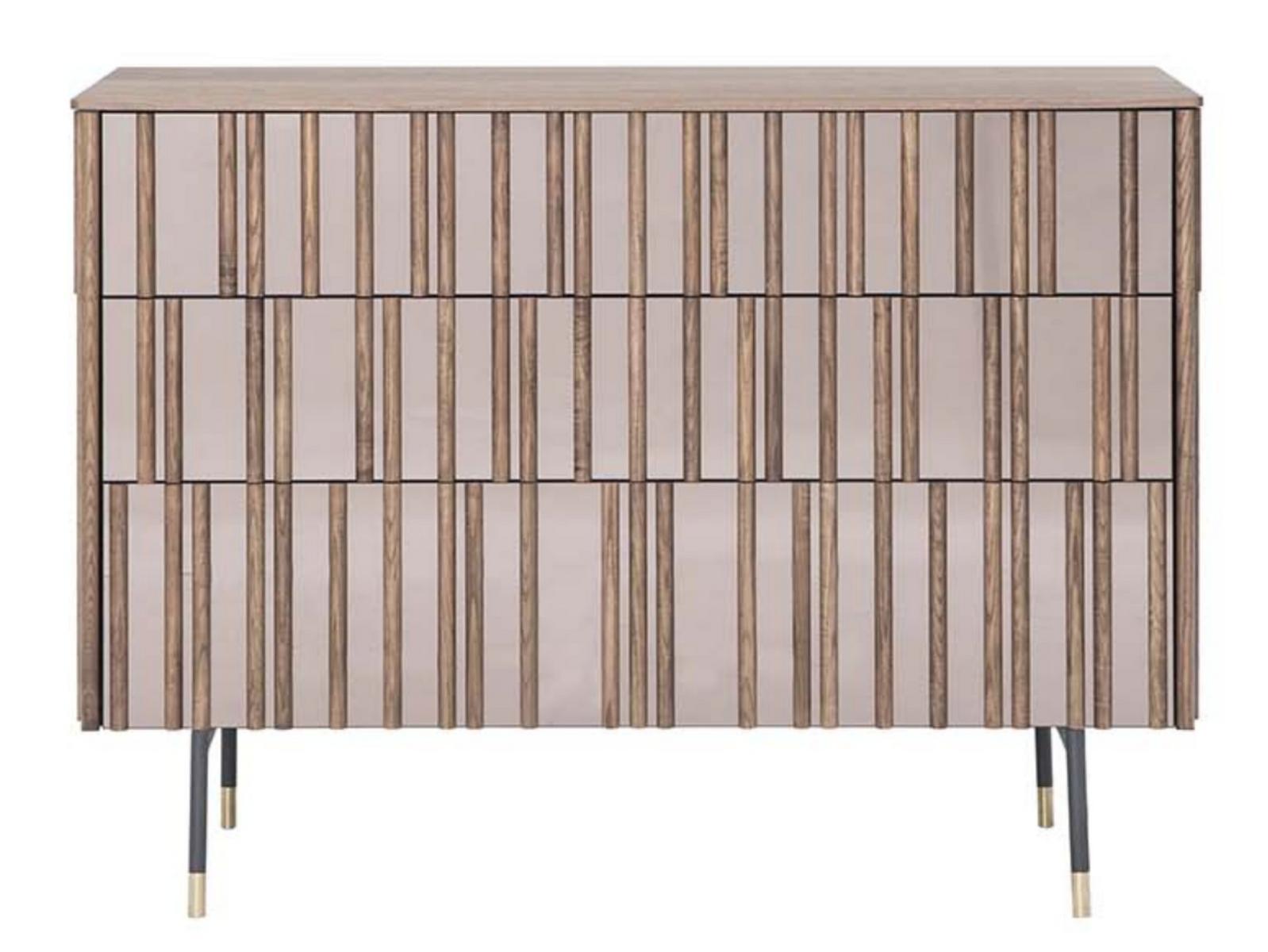 DROPS Wood and glass chest of drawers
