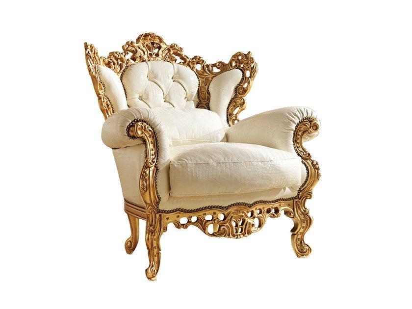 REGGENZA LUXURY Upholstered leather armchair with armrests