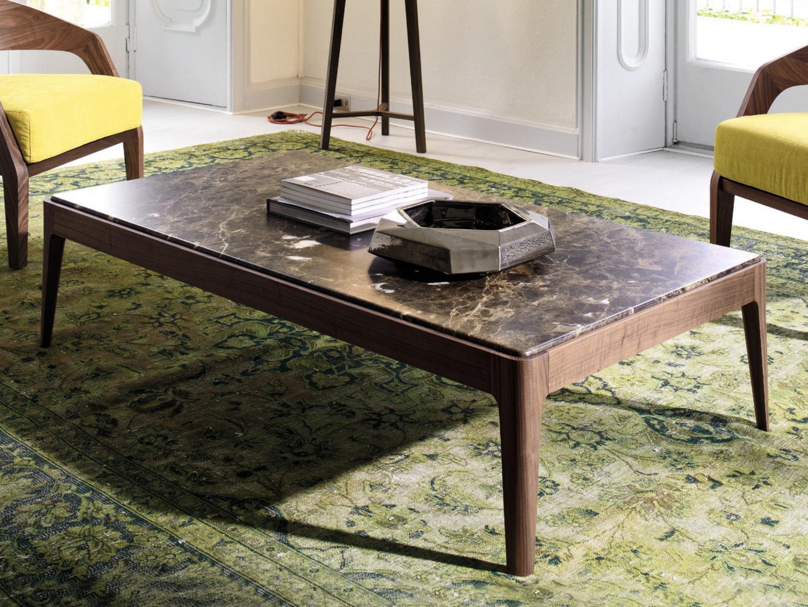 ZIGGY Rectangular walnut coffee table and marble top ZIGGY Rectangular walnut coffee table and marble top