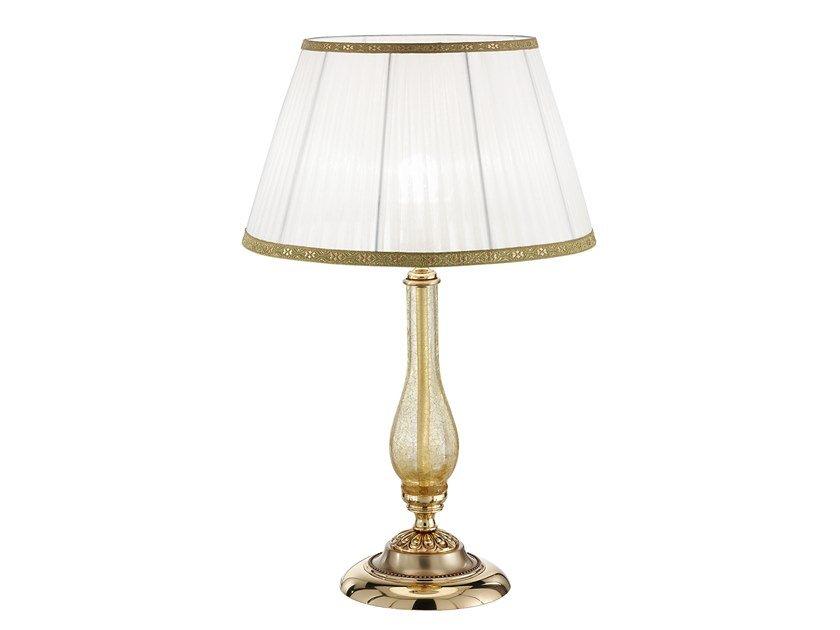 AMANDA 227/LG French gold table lamp with amber crackle glass and shade