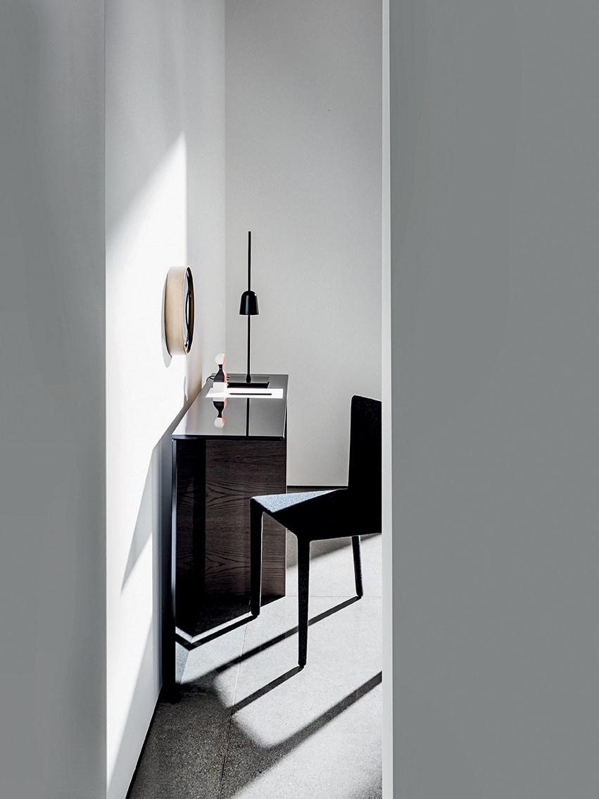 REGOLO Rectangular wood and glass console table