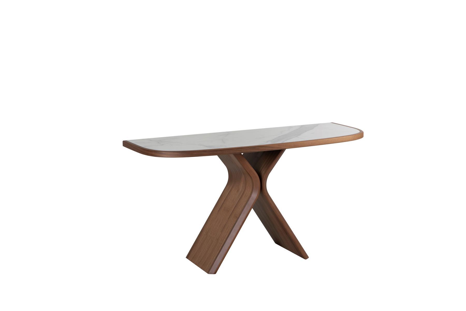 STILL ÉLIT Demilune walnut console table