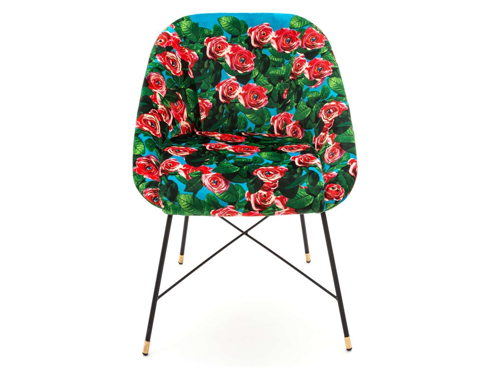 ROSES Upholstered fabric chair with armrests