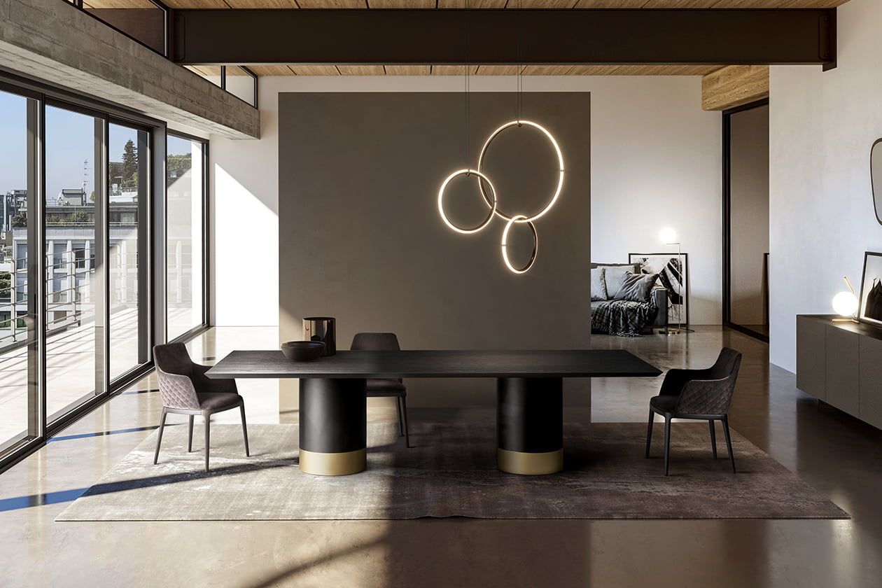 CILINDRO WOOD Square wood table