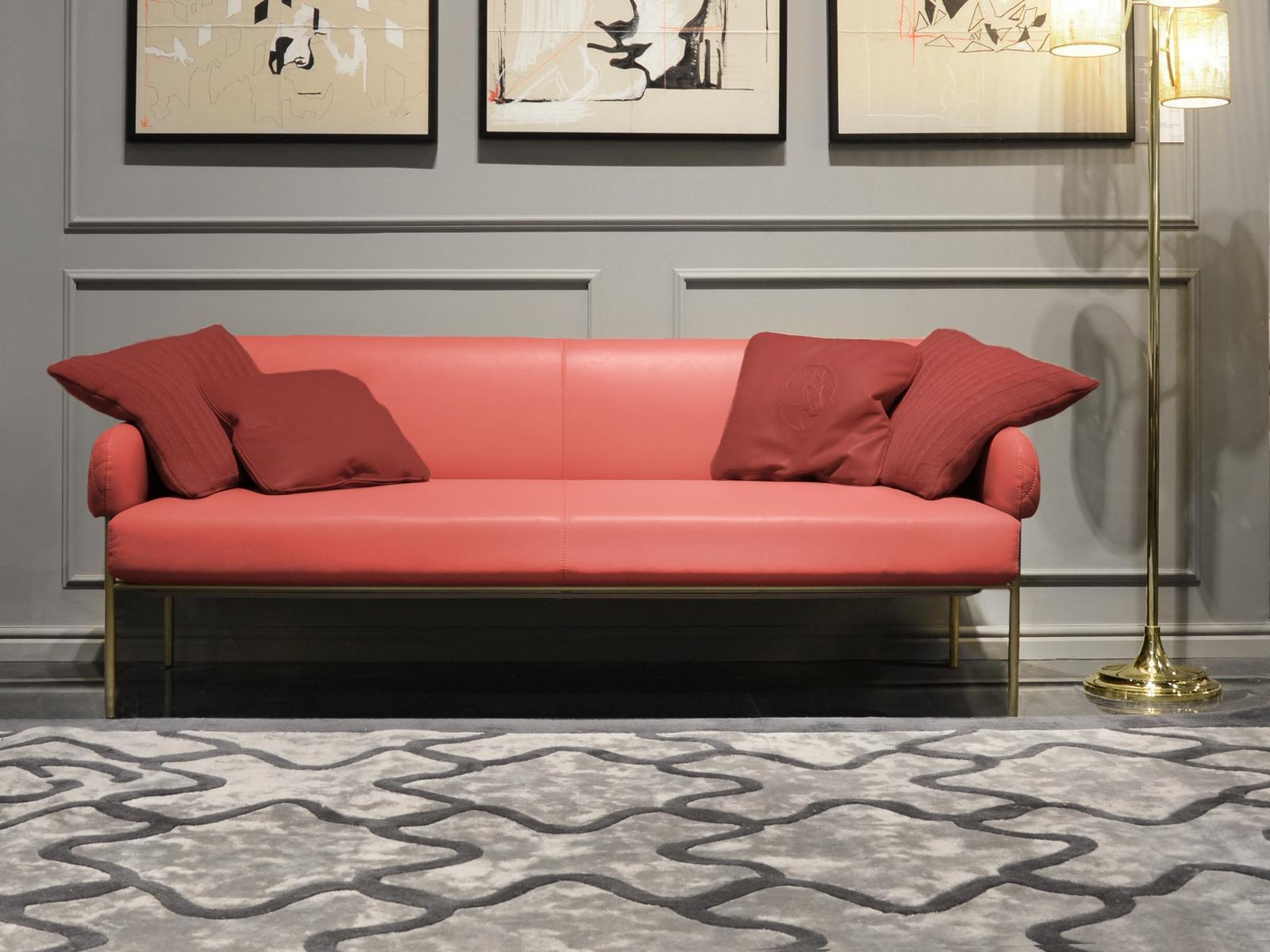 GINEVRA Upholstered leather sofa