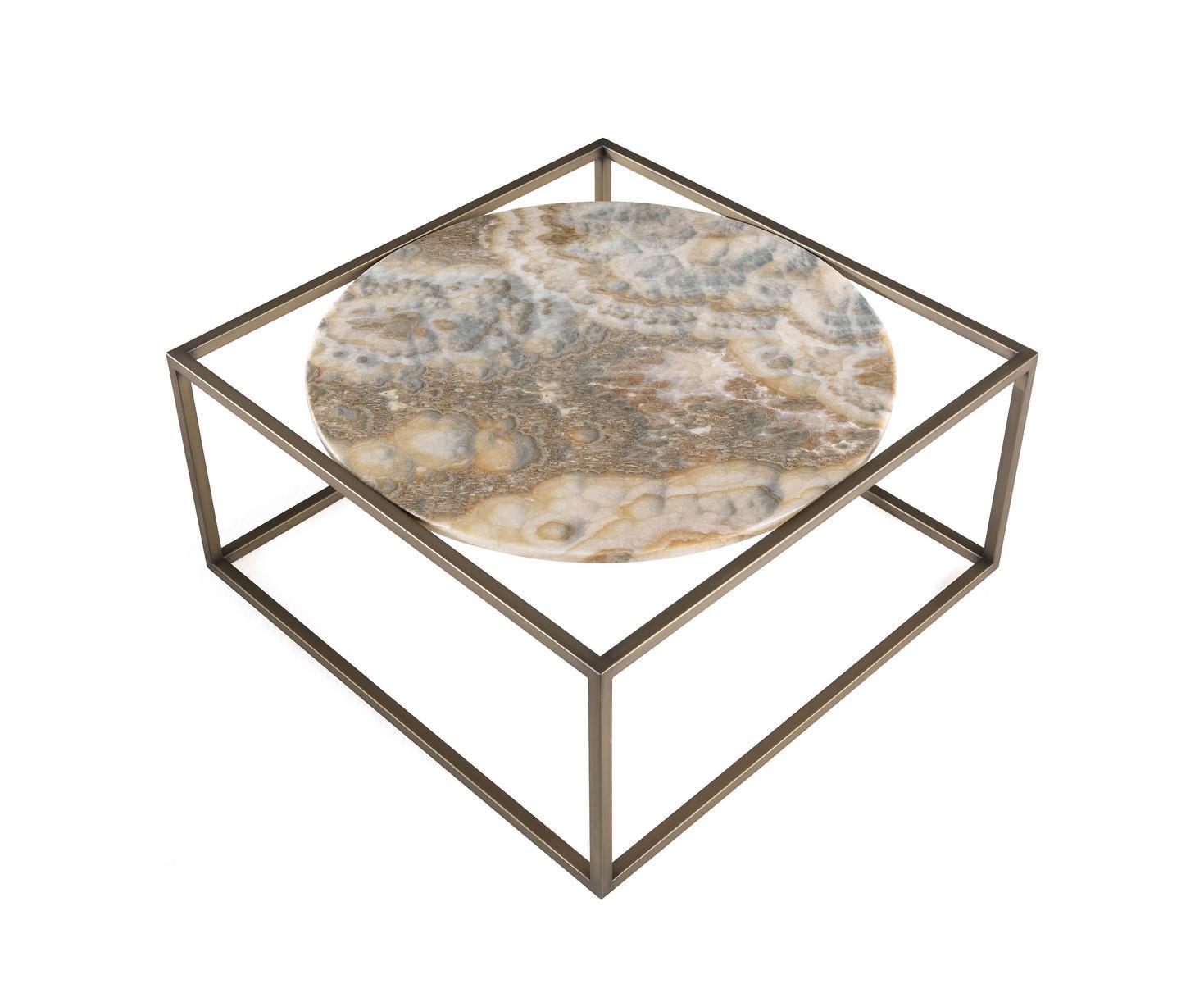 NORREBRO Low square onyx and metal coffee table
