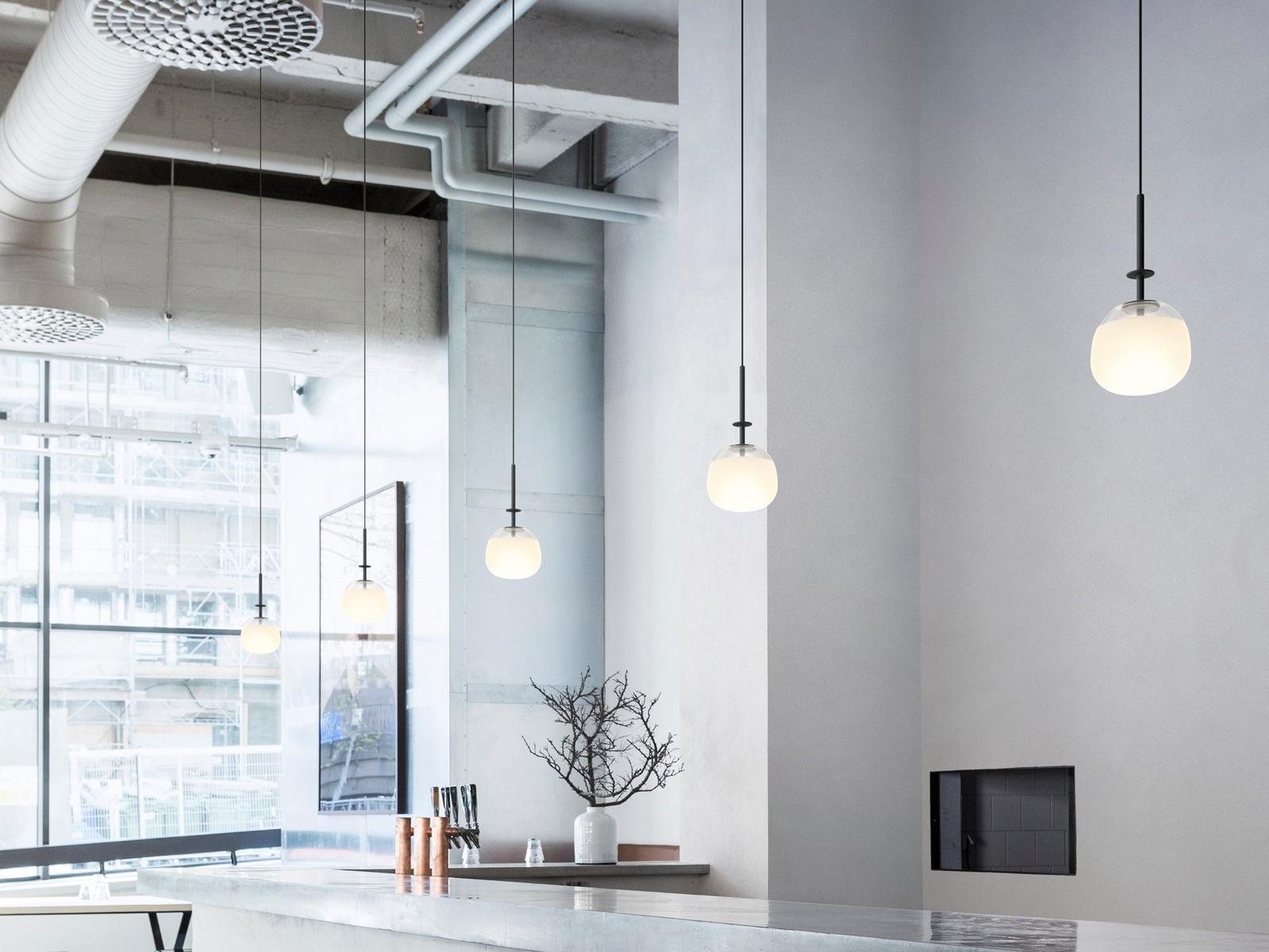 TEMPO 5772_5778 LED direct light glass and steel pendant lamp