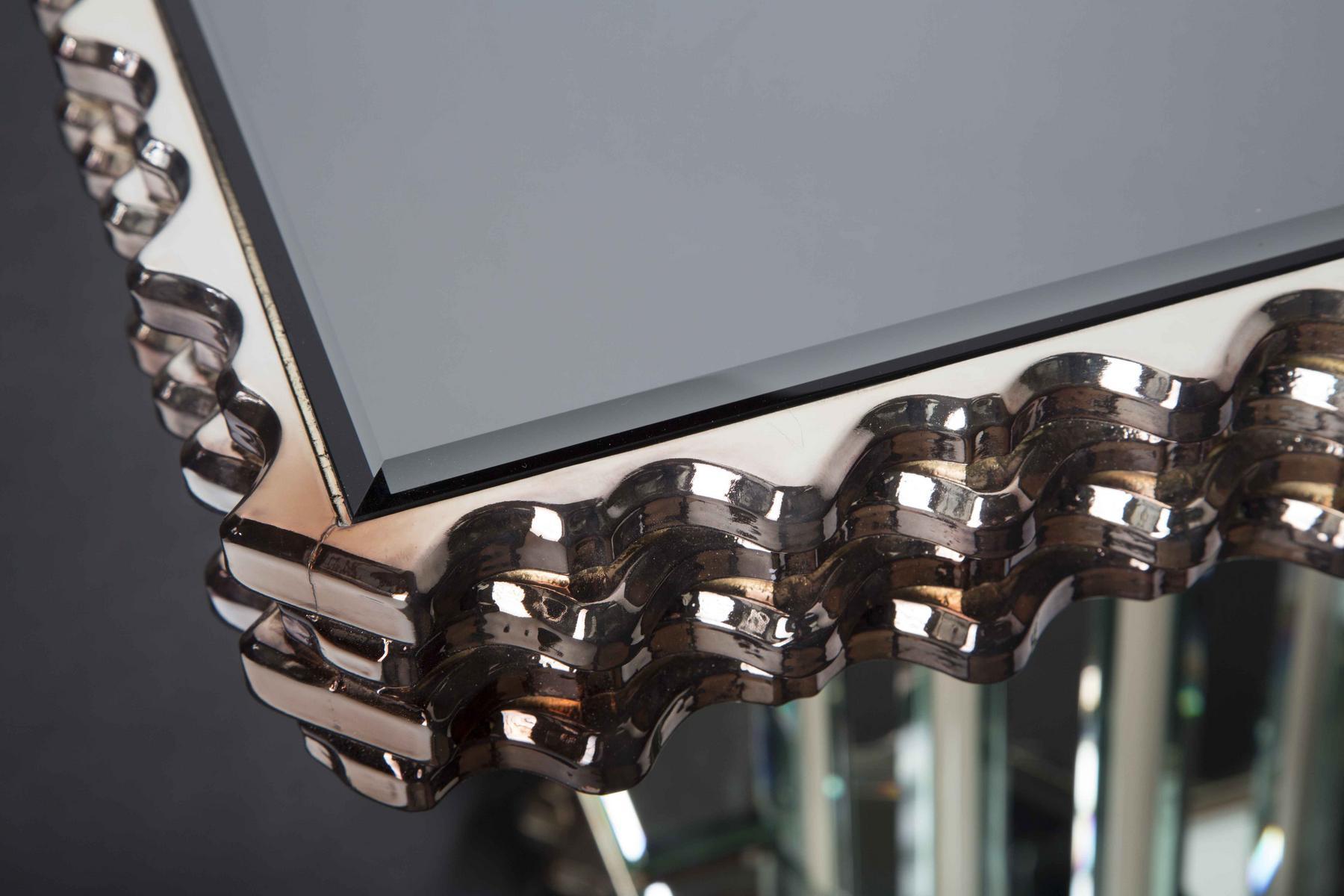 OLA Mirrored glass and wooden high side table