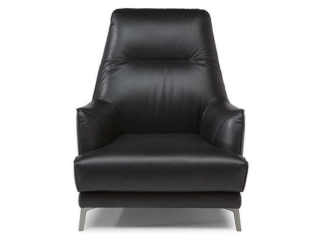 LEYRA High-back leather armchair with armrests