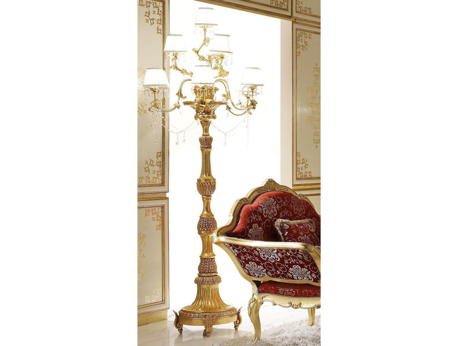 OPERA Gold leaf floor lamp with crystals