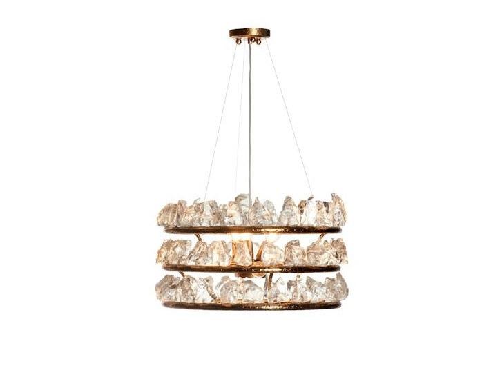 ICICLES 1090/9 Shaded satin gold plated finish chandelier with glasses