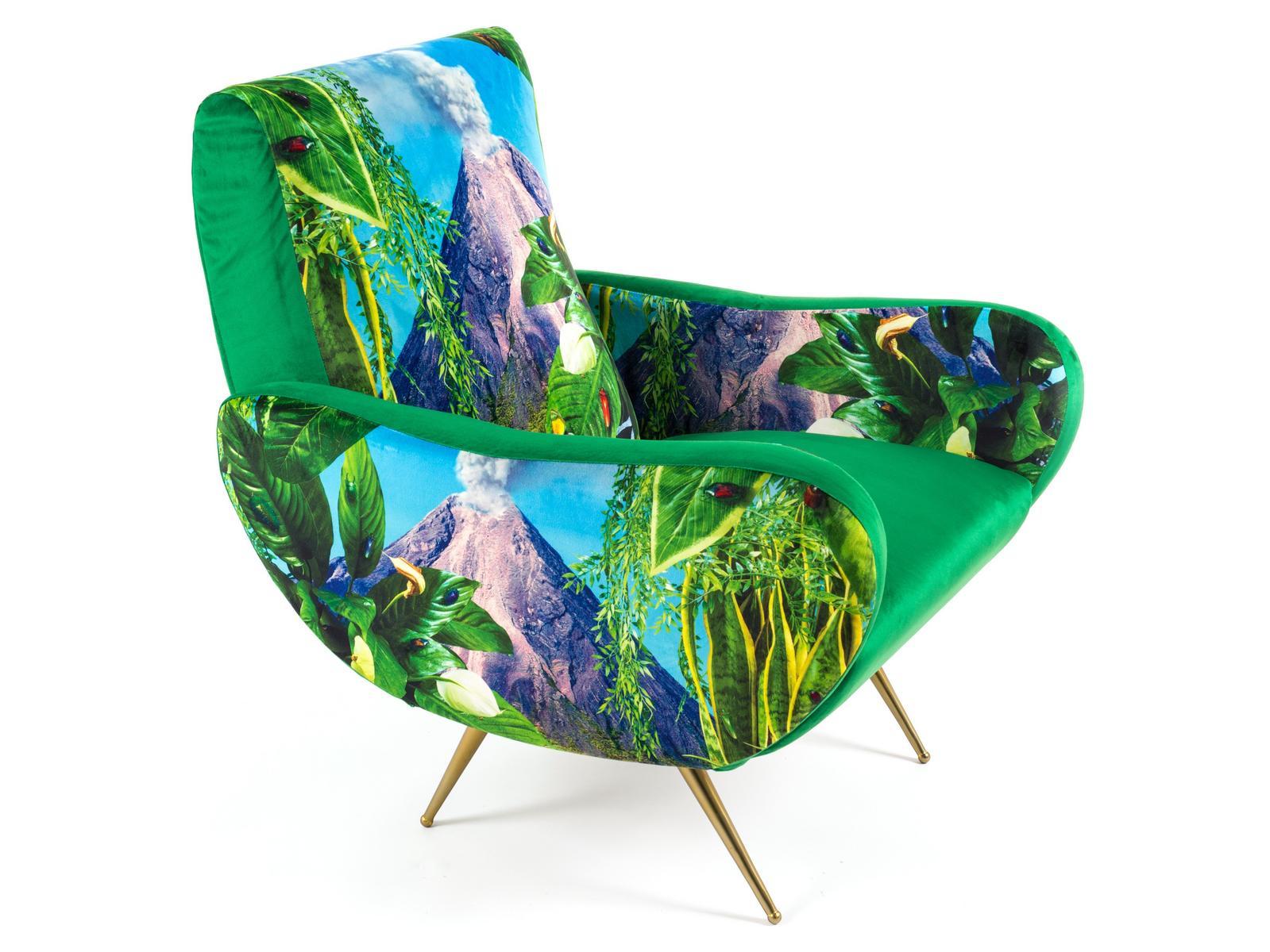 VOLCANO Fabric armchair with armrests
