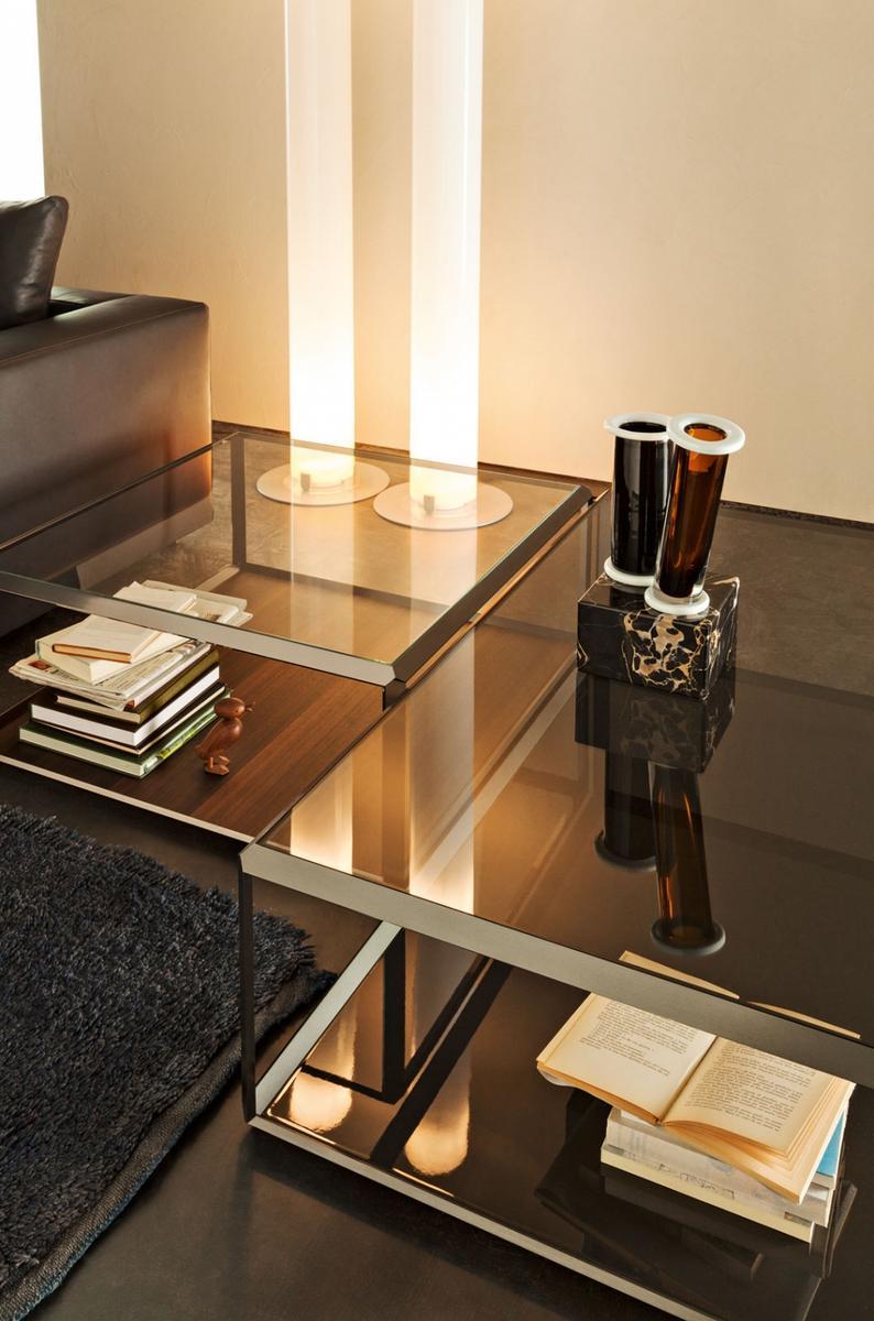 45° Modular square glass coffee table