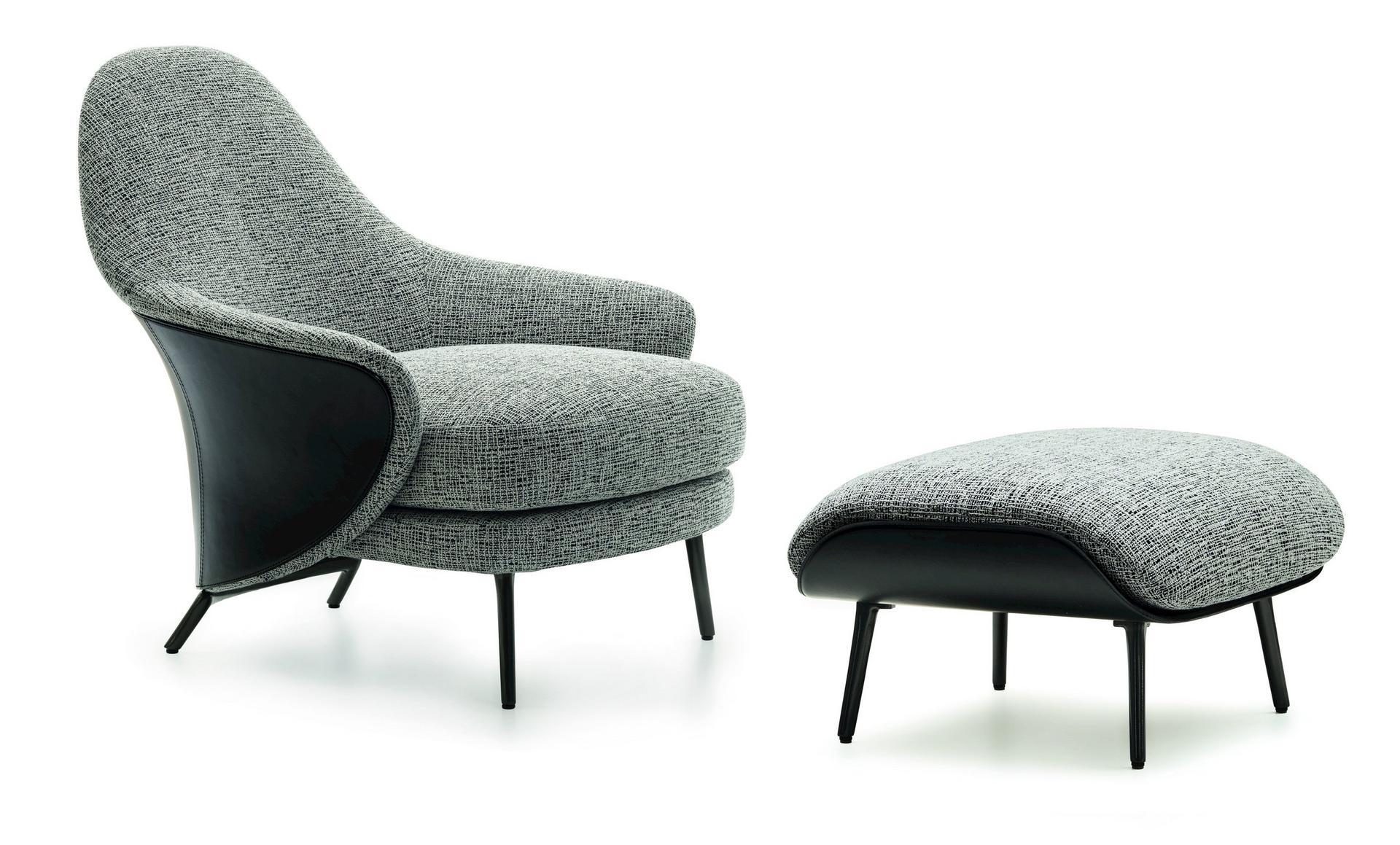 ANGIE Fabric armchair with footstool