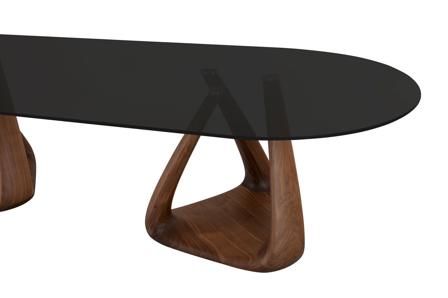BIG RIZOMA Oval glass table and walnut base