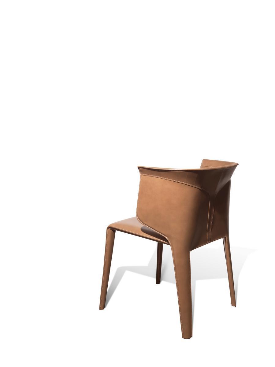 ANASTASIA Upholstered tanned leather armchair