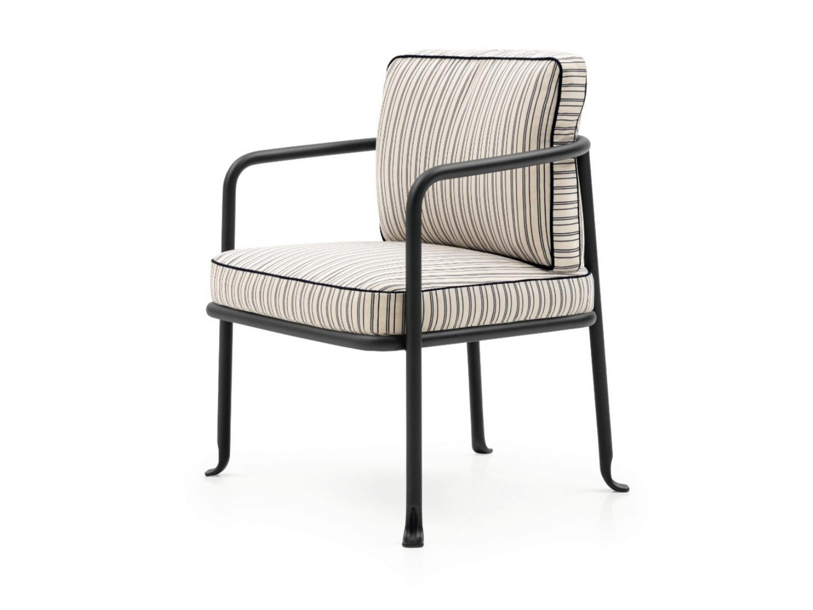 BOREA Upholstered fabric garden chair with armrests