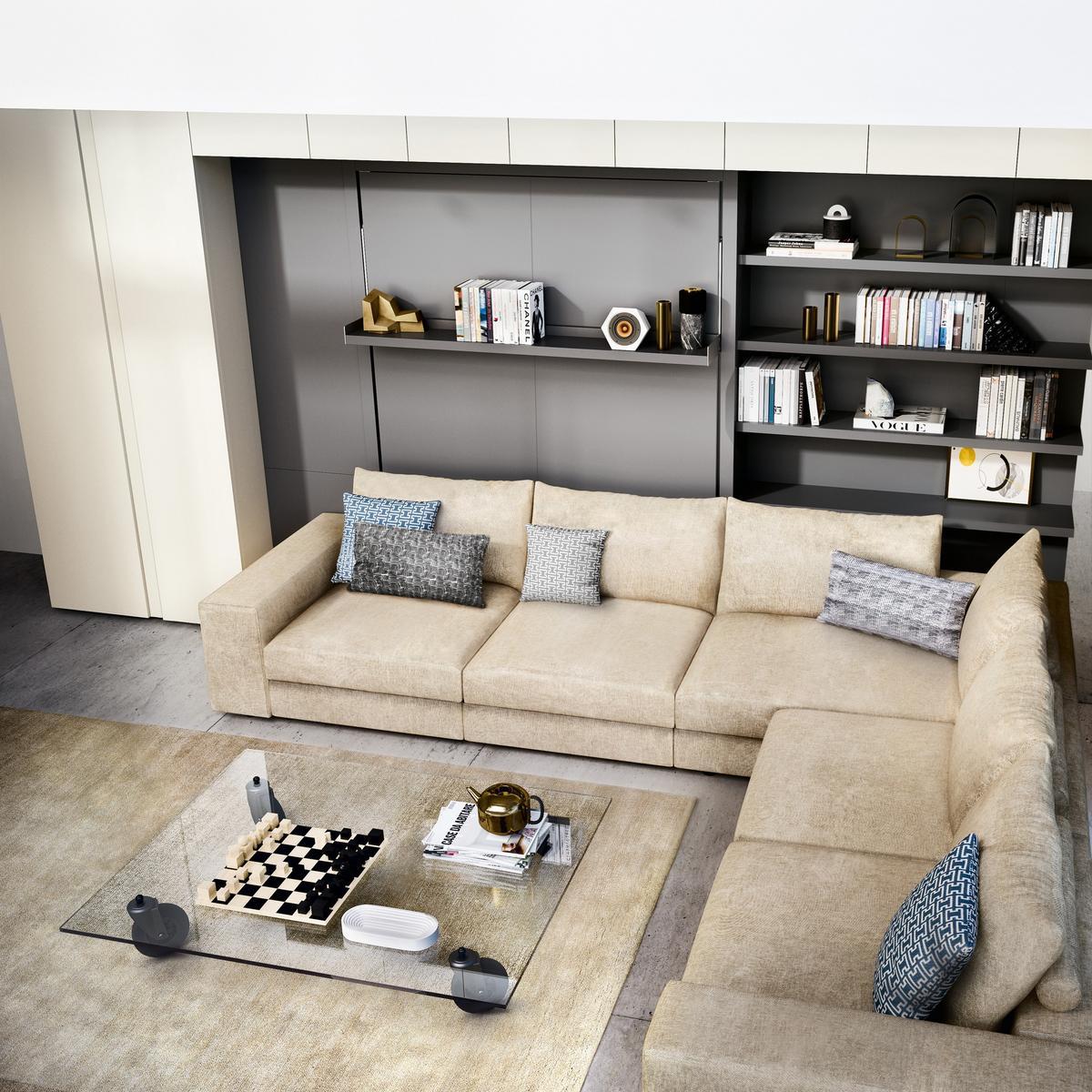 TANGO Sectional convertible fabric sofa