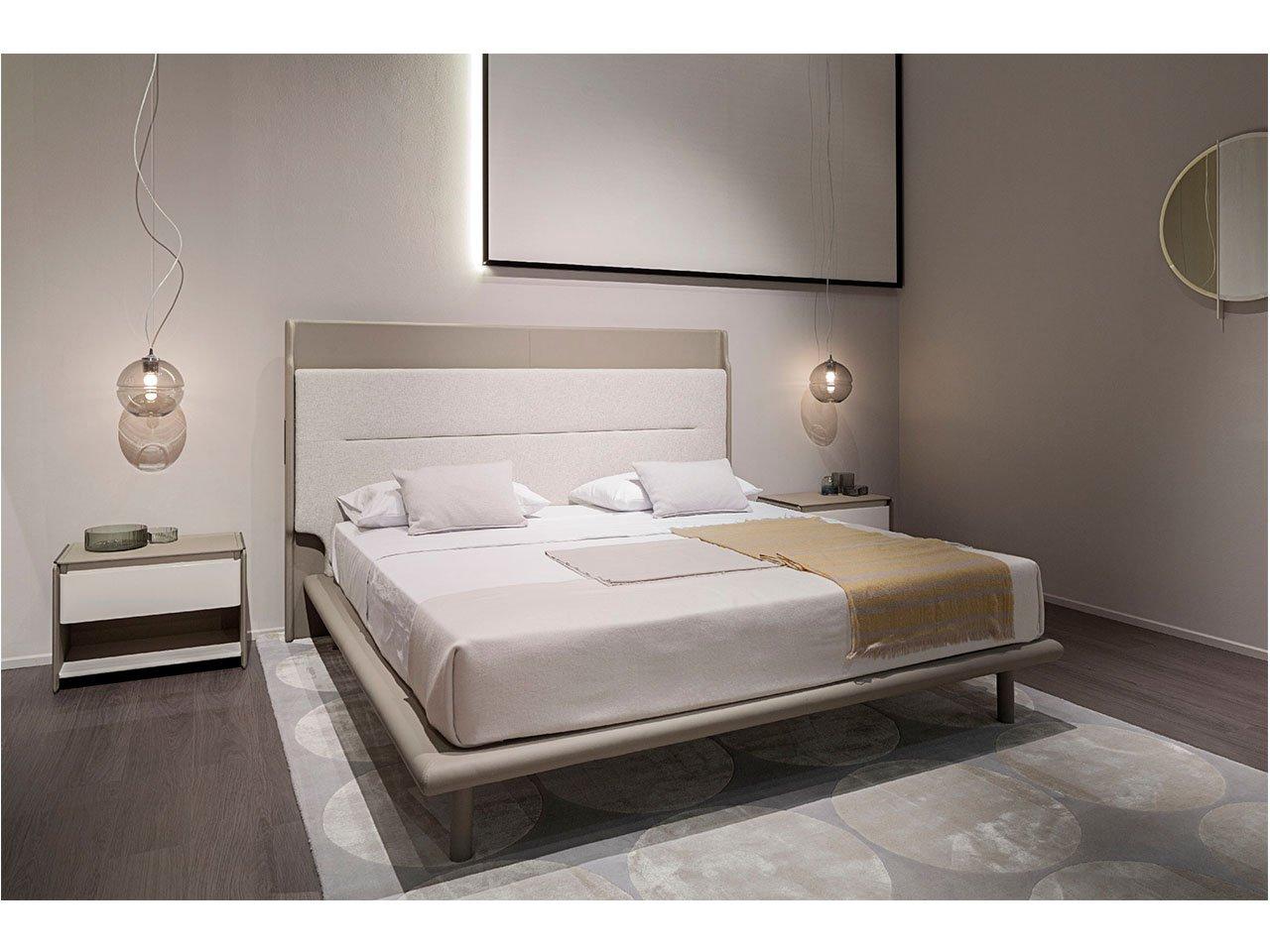 ZERO Rectangular leather bedside table with drawers