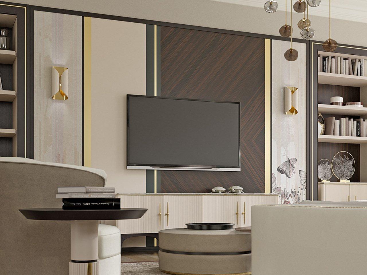 PR.860.1 Custom wooden TV wall system PR.860.1 Custom wooden TV wall system