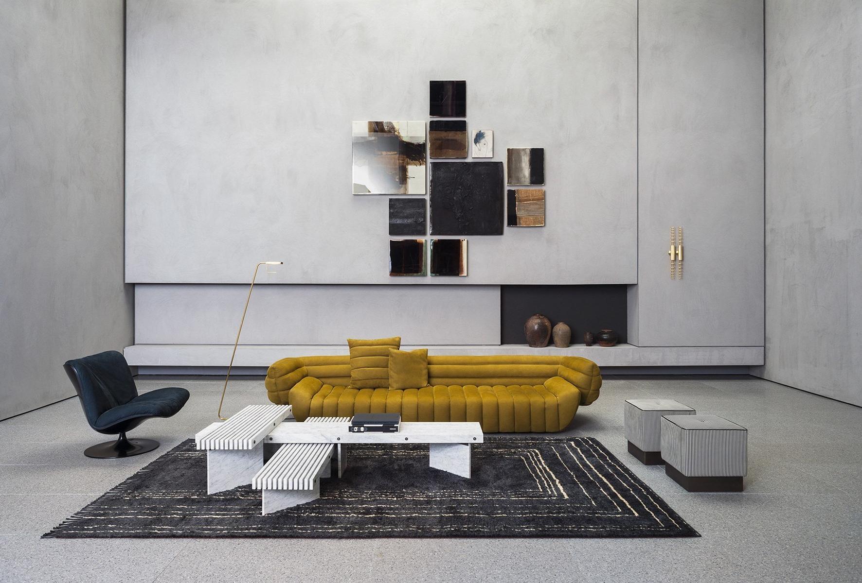 RAIL Rectangular marble coffee table