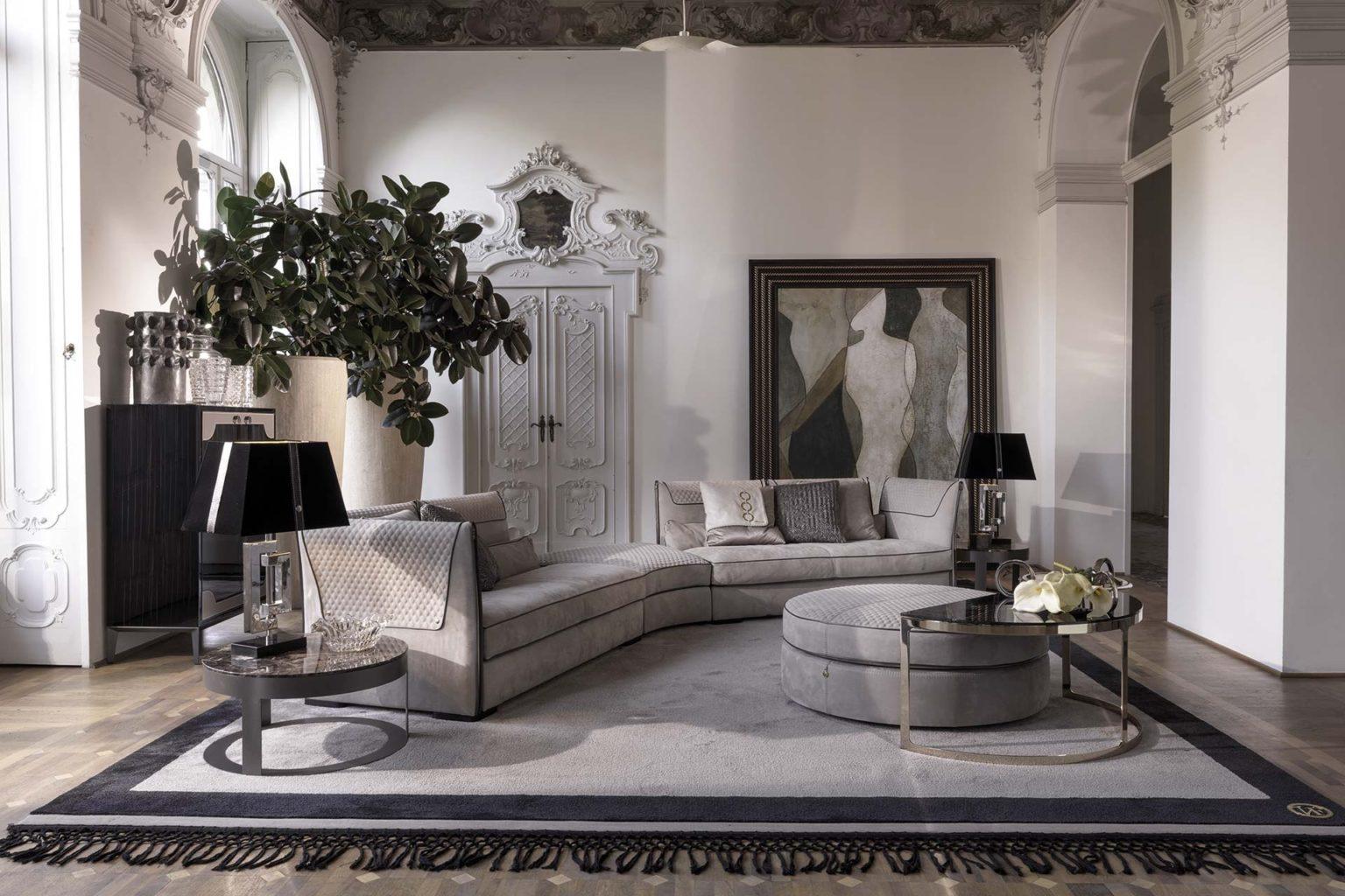CLIVIO Modular nabuk sofa in a contemporary style