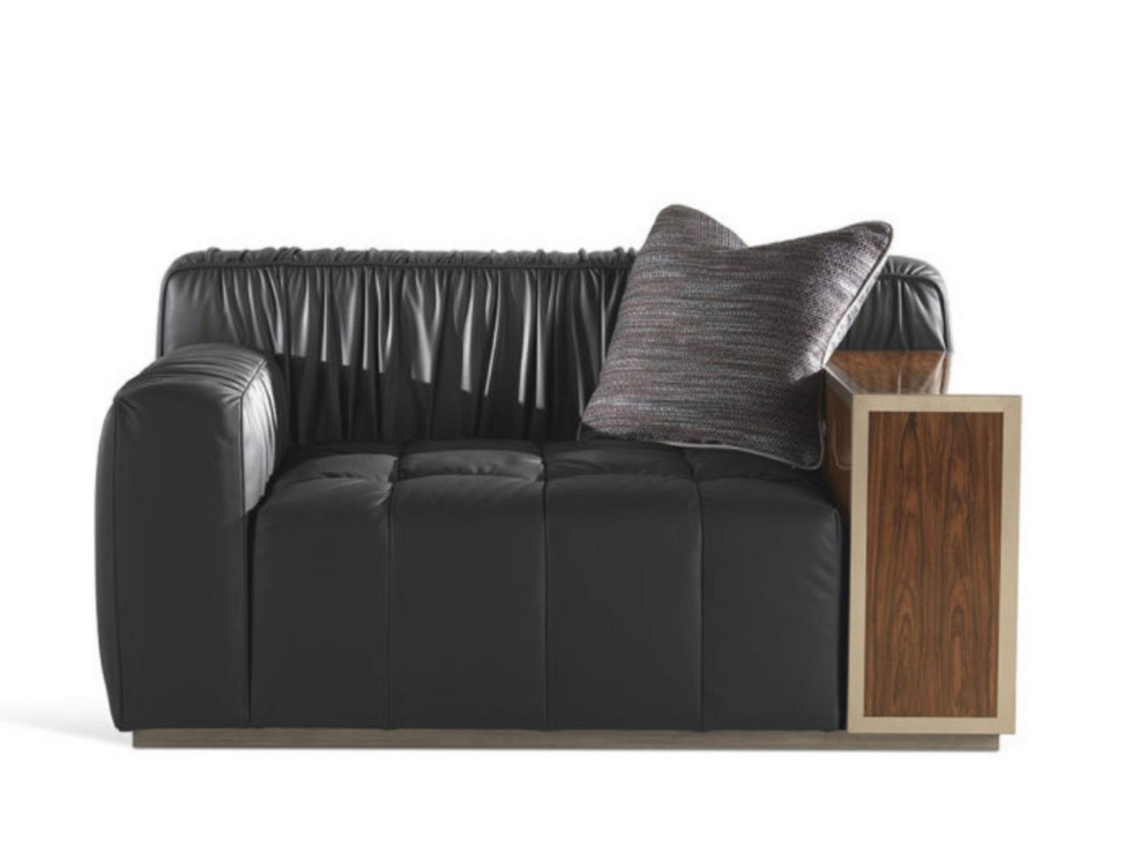 HIGHLANDER Leather armchair with armrests with integrated magazine rack