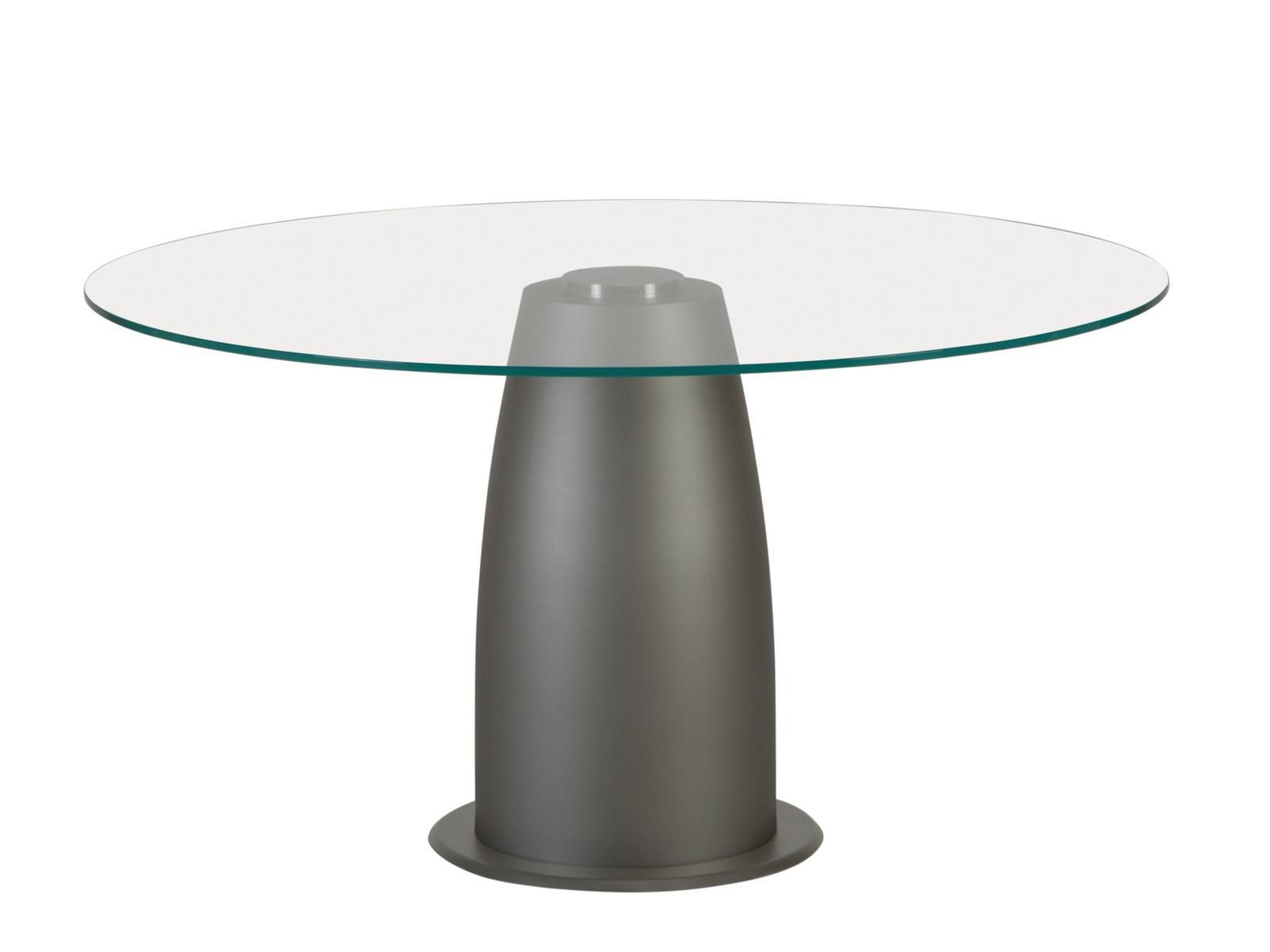 DUCA Round glass table with painted steel base