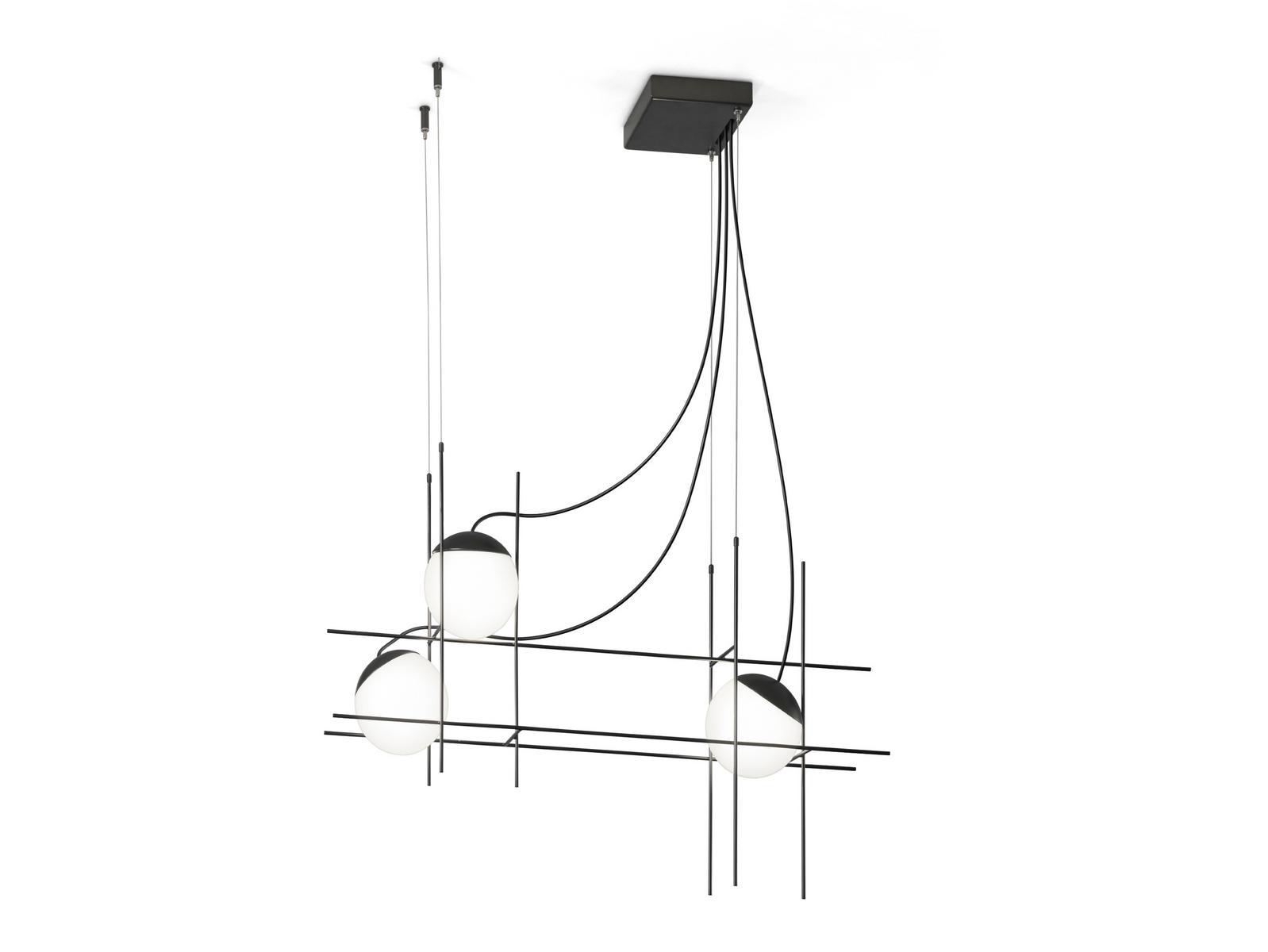 PLOT FRAME SP LED pendant lamp in metal and blown glass