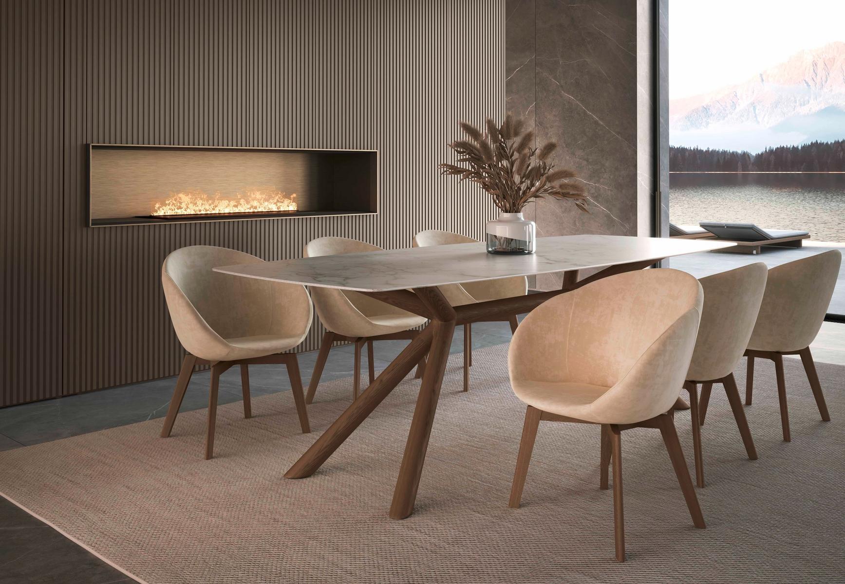 SOFTLY Upholstered fabric chair with armrests