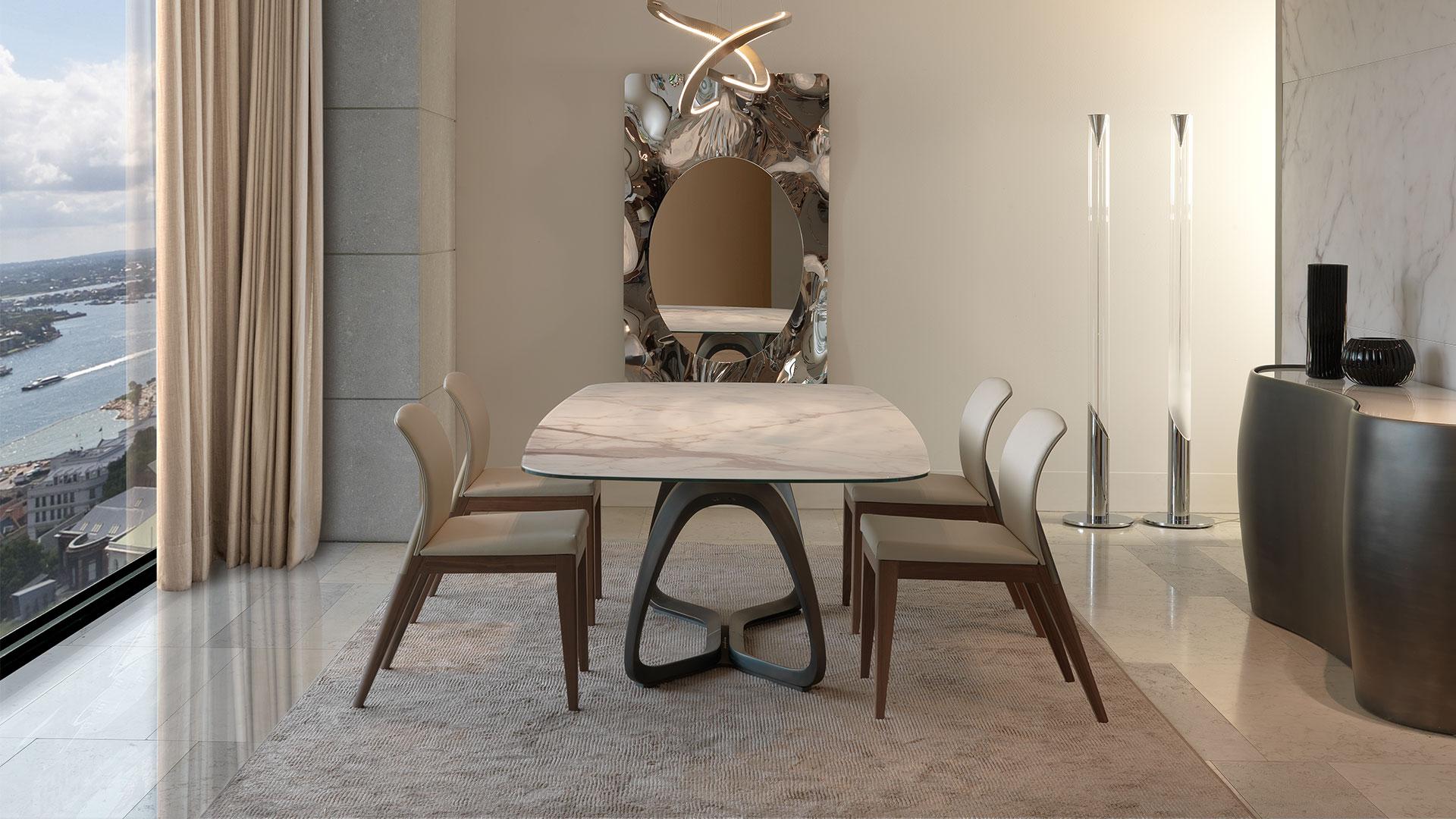 SEGNO Rectangular glass dining table