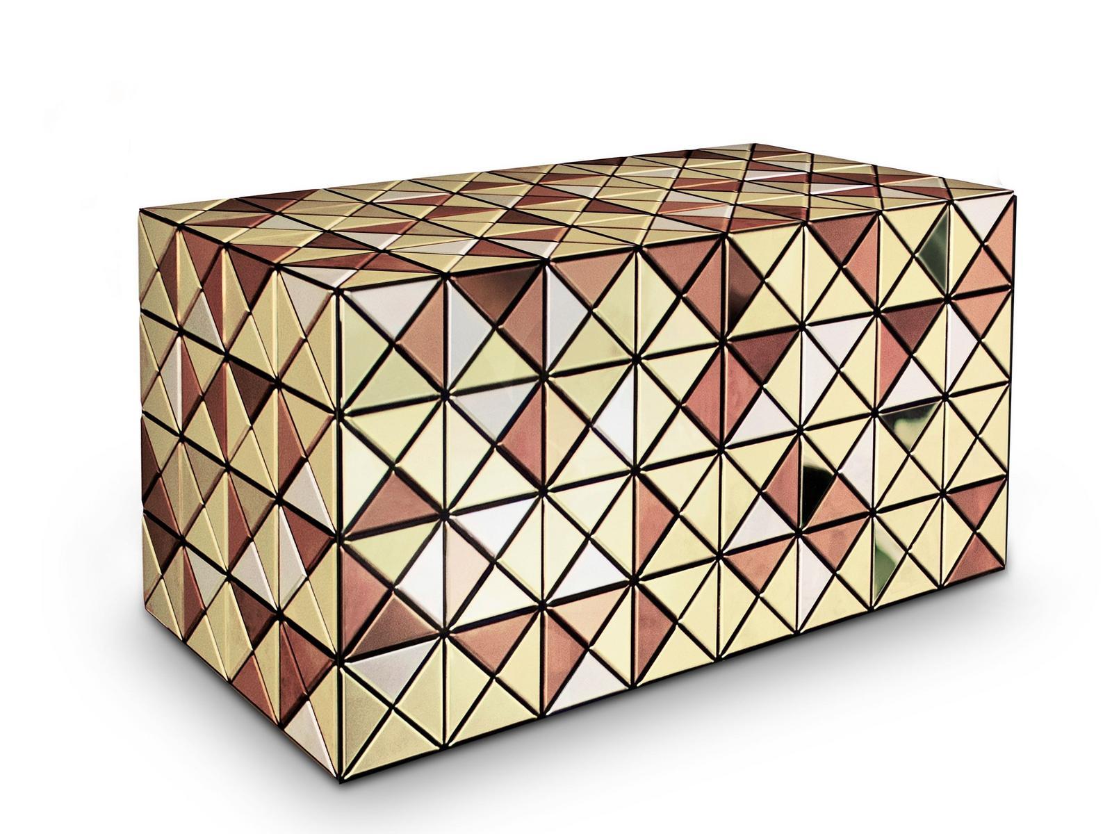 PIXEL Rectangular aluminium bedside table with drawers