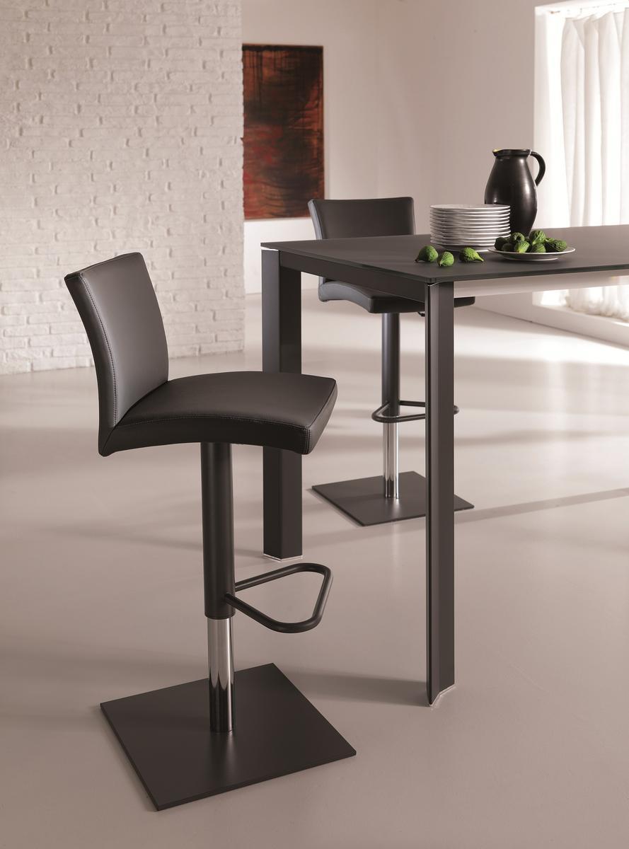 SOFT Upholstered height-adjustable leather stool
