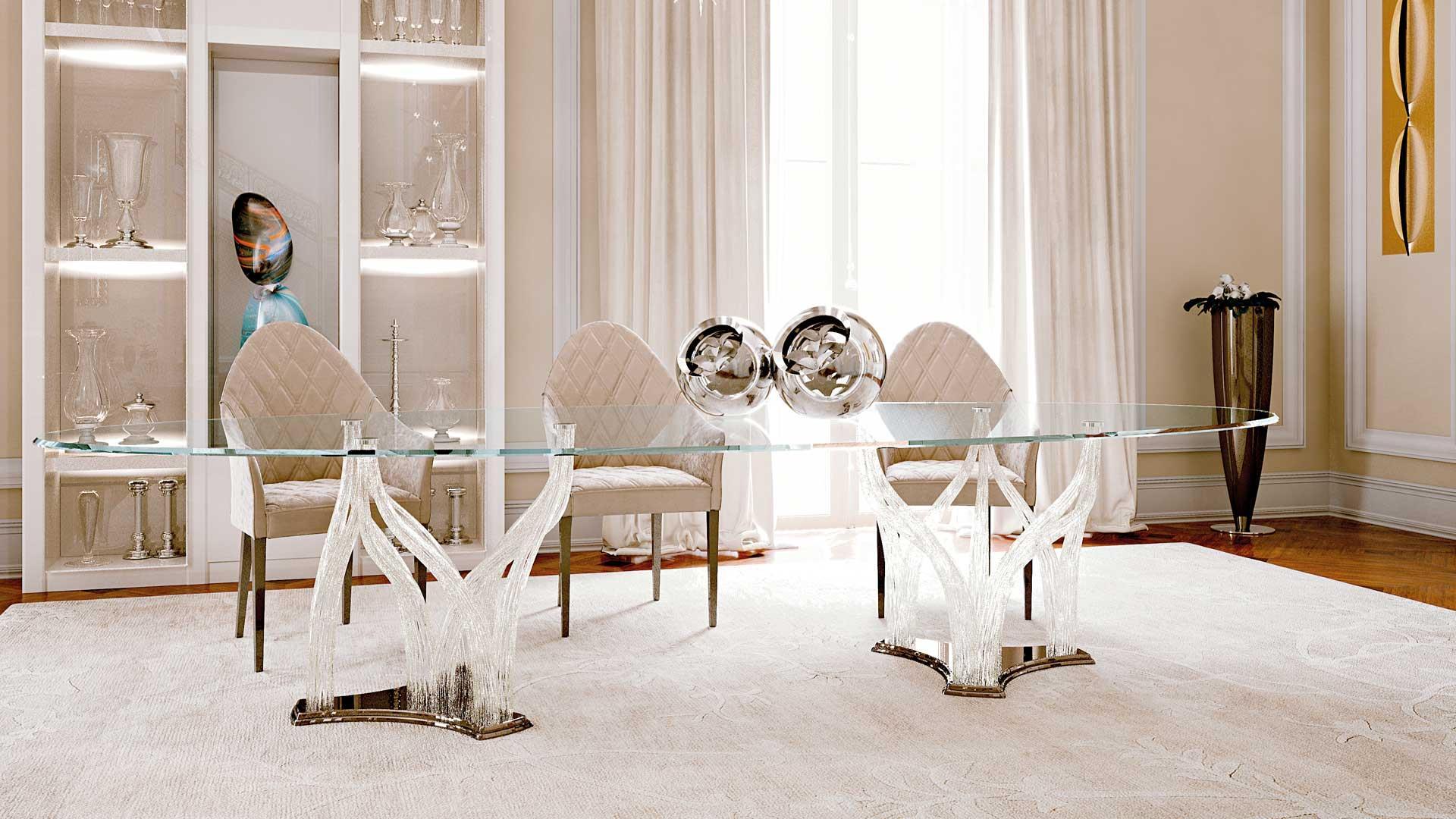 FLAMBÉ Rectangular glass dining table