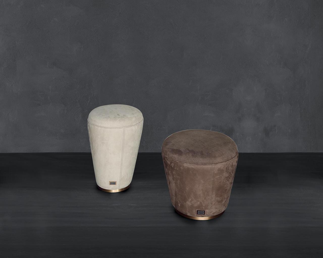 MIKY Leather pouf in a luxury style