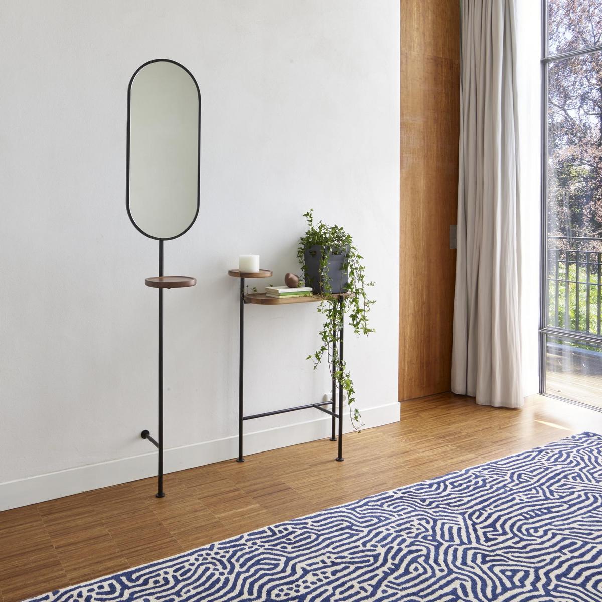 LOOMY Oval steel and wood console table