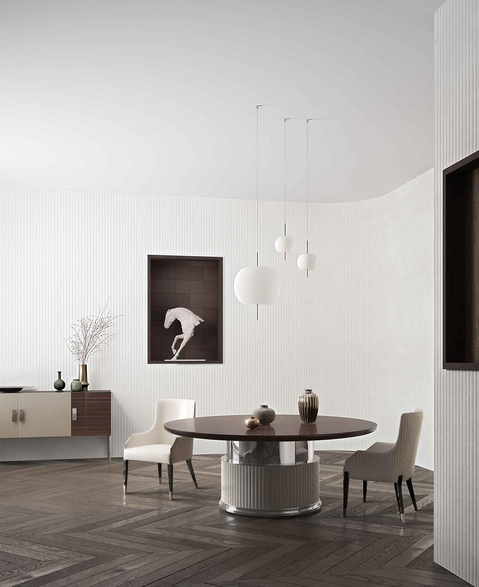 ROCK T Round wooden dining table