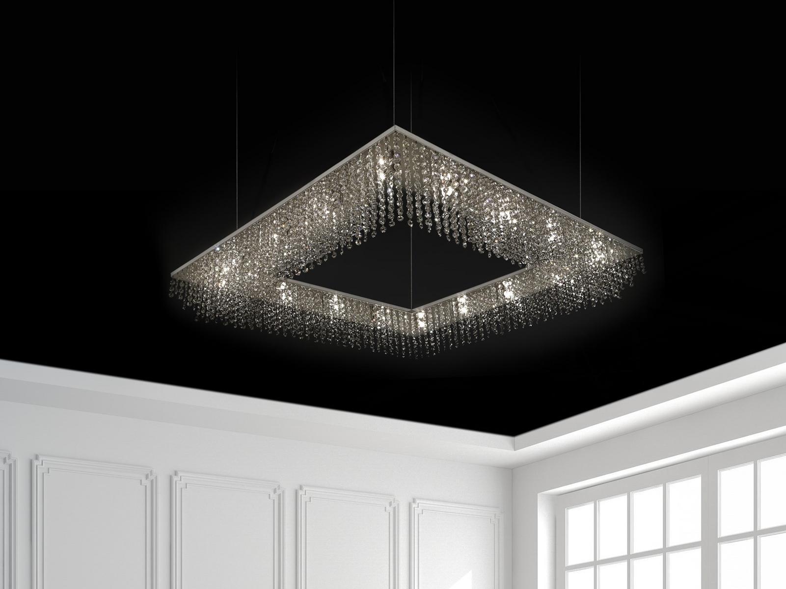 SKY CYCLES SQUARE H16 Metal pendant lamp with crystals