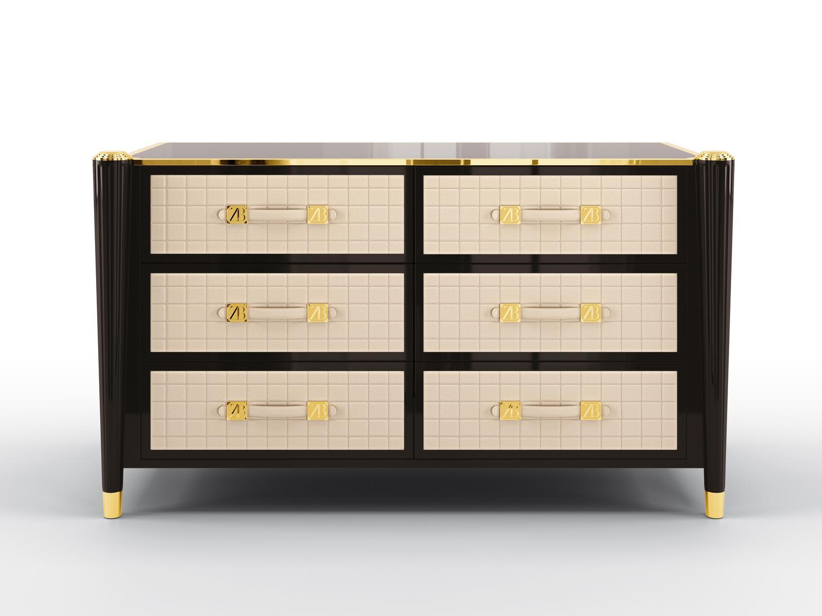 REMINGTON Solid wood chest of drawers with integrated handles
