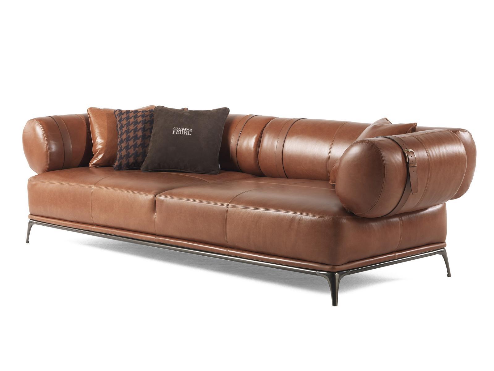 PHOENIX 3 seater tanned leather sofa