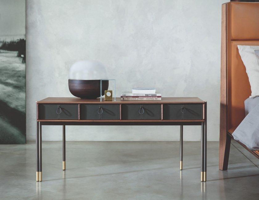 BAYUS 2 Rectangular walnut bedside table with drawers