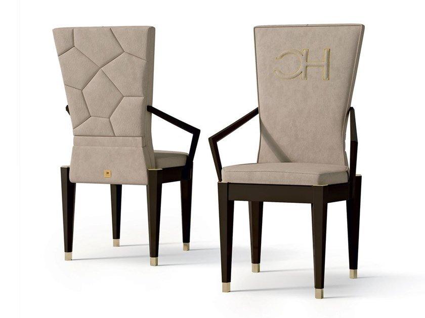 7511 Upholstered nabuk chair with armrests and wooden frame