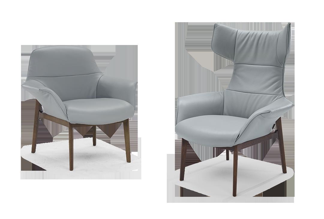 AURA Leather easy chair with armrests