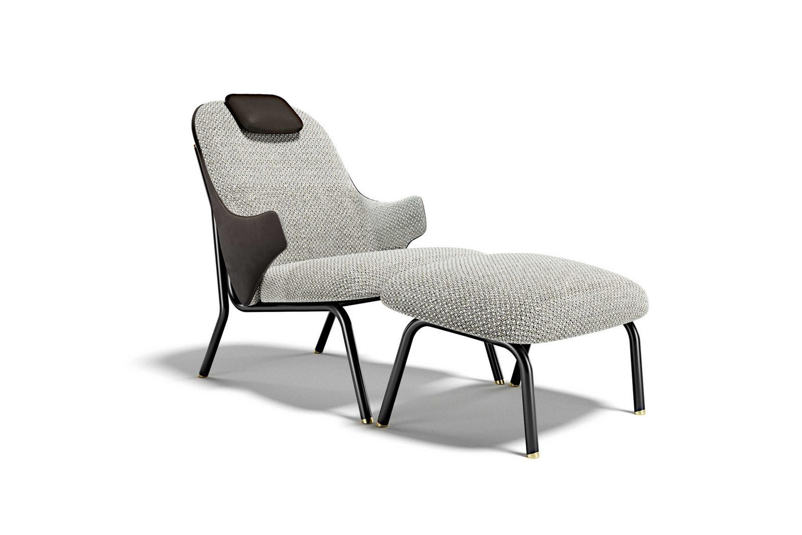 DIVA Upholstered fabric armchair with headrest