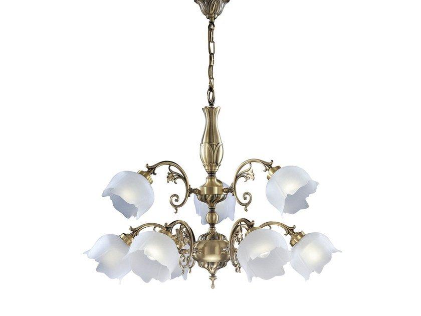 BIANCA 25/6+3 Satin brass chandelier with glass