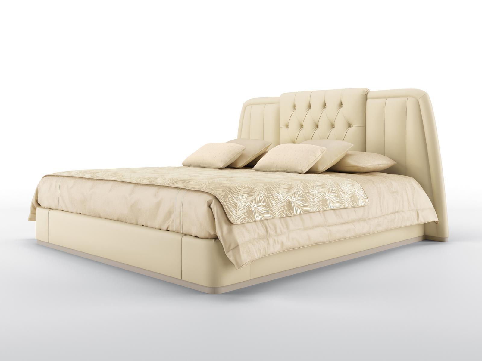 BERNINI Upholstered leather king size bed