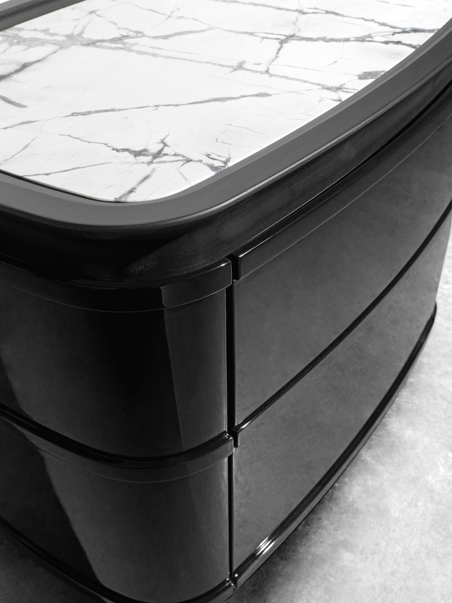 NOMOS Rounded wooden bedside table with drawers