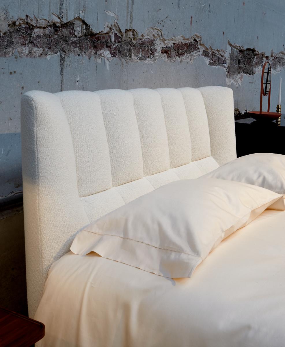 EVISA Fabric double bed with upholstered headboard