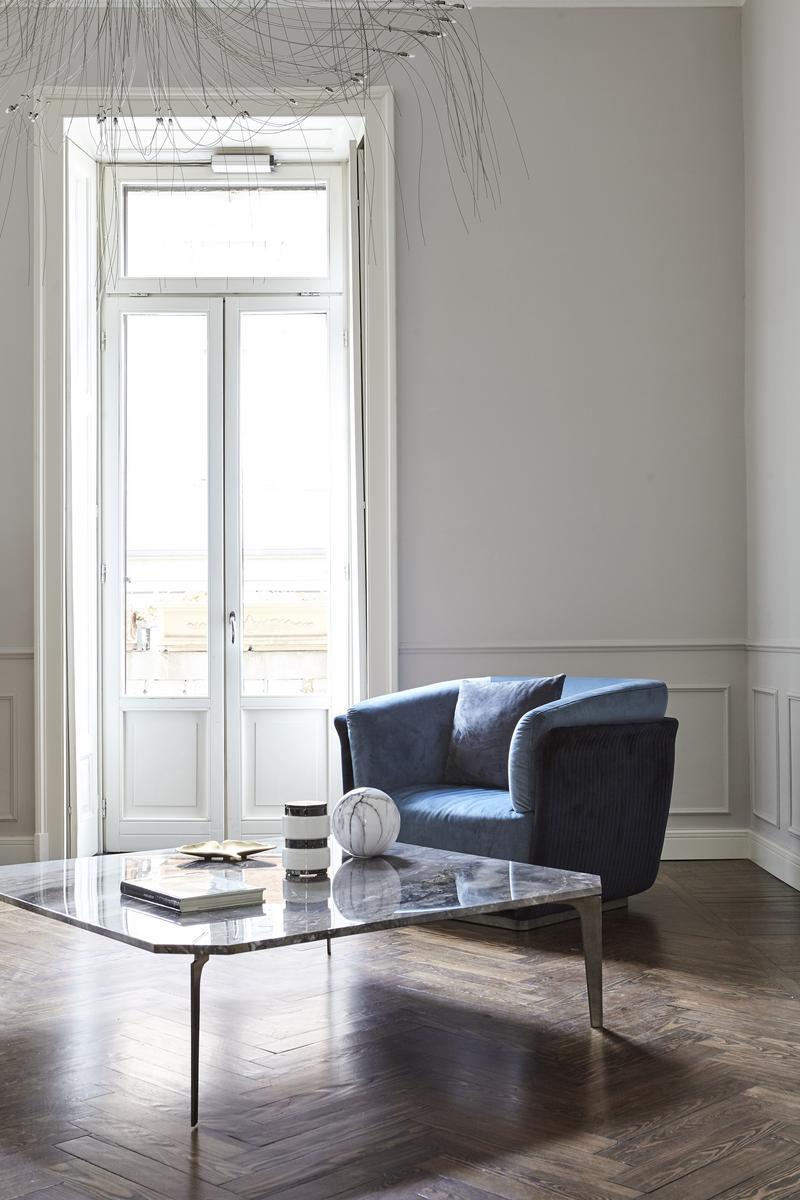 ALLURE Upholstered fabric armchair with armrests