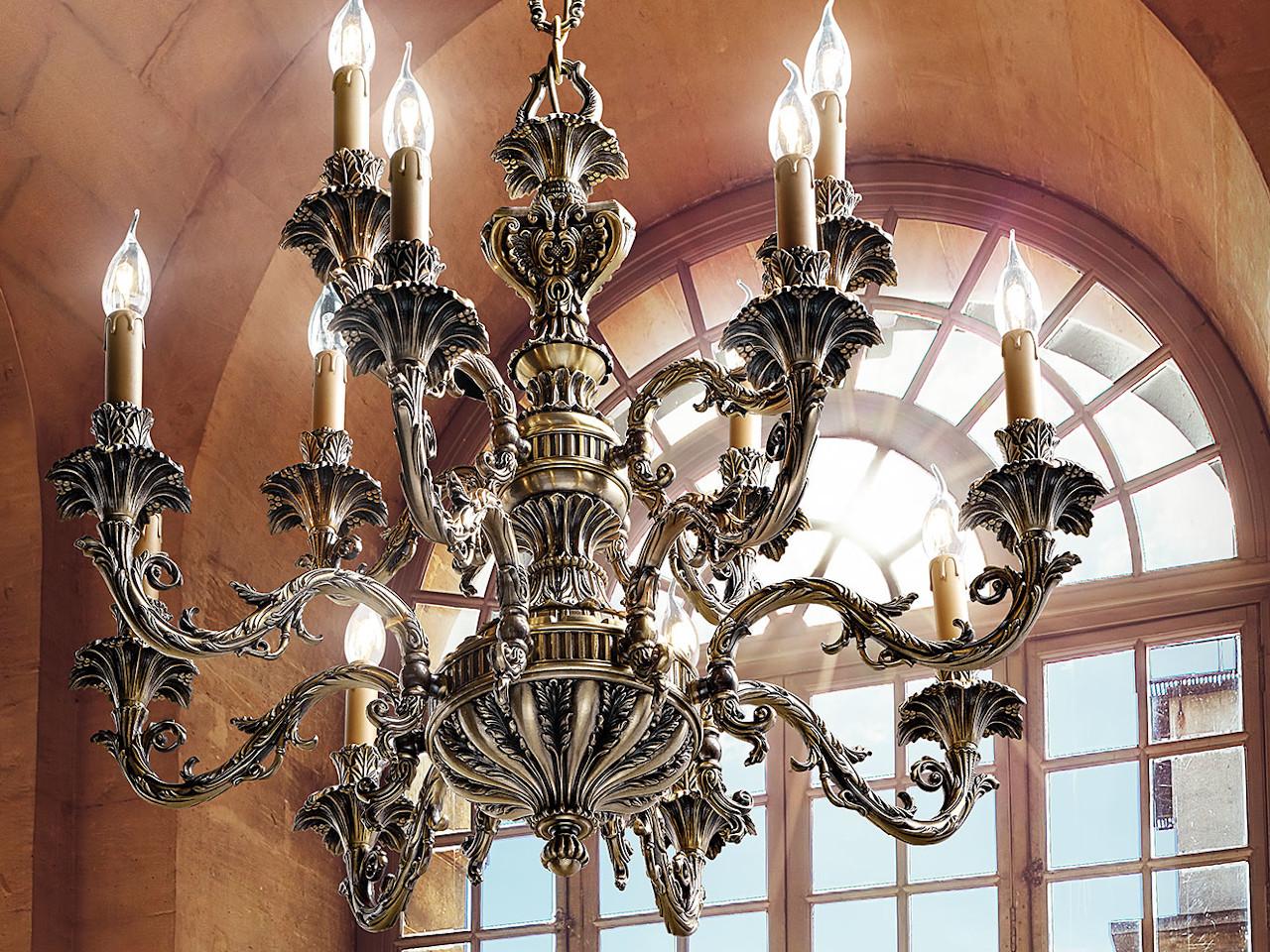VERONIQUE 796/8+4 Antique Brass chandelier